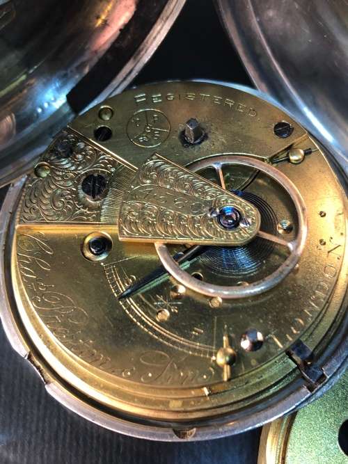 POCKET FOB WATCH BY CHAS PRESTON AND SONS LONDON STERLING SILVER WORKING PERFECTLY