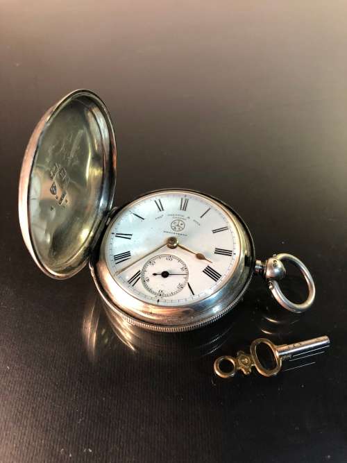 POCKET FOB WATCH BY CHAS PRESTON AND SONS LONDON STERLING SILVER WORKING PERFECTLY