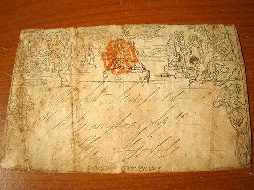 Rare. 6 AUG 1840 MULREADY ENVELOPE With full Maroon (shade) Maltese Cross.