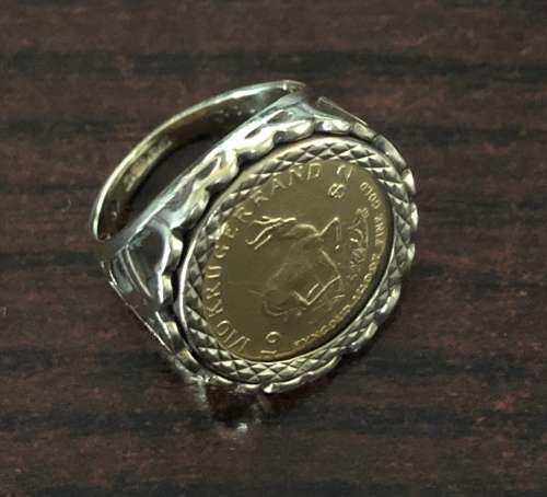 Gold 1/10oz KRUGERRAND Coin Ring
