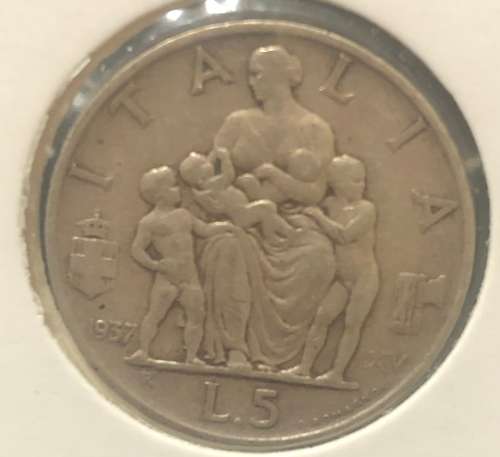 1937 Silver 5 Lire