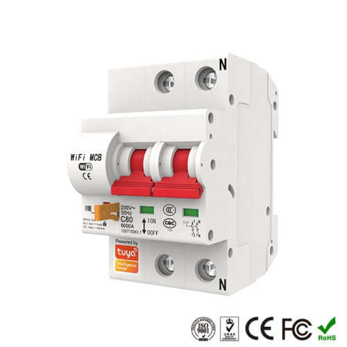 WIFI Control Smart Life Tuya 2P 80A 17600W MCB Switch Circuit Breaker