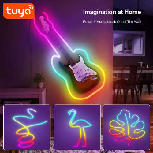 WIFI Control Smart Life Tuya 5M RGBIC LED Neon Rope Light