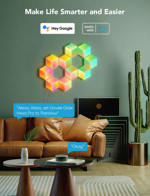 Govee Glide Hexa Pro Light Panels, RGBIC 3D Hexagon Wall Lights, Wi-Fi LED Creation Light with Music