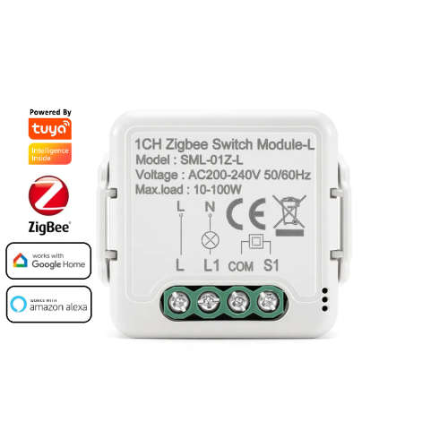 Smart Life Tuya Zigbee 1CH 10-100W LED Light No Neutral Mini Switch Circuit Breaker