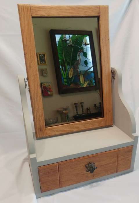 Vintage origional tabletop shaving mirror in the `French provincial style`