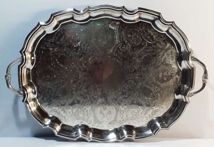 Classic silverplate Rococo style large tray