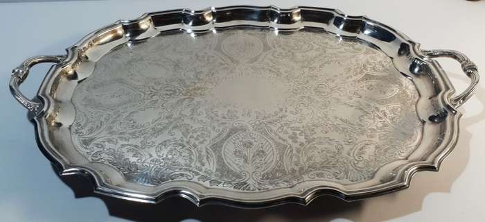Classic silverplate Rococo style large tray