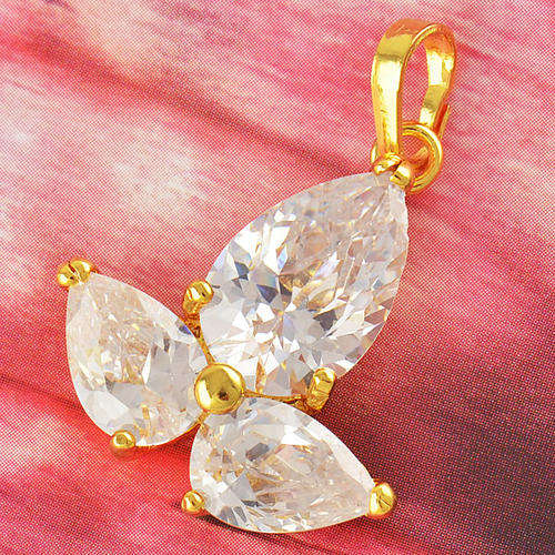 Sparkling Gold Filled Cubic Zirconia Clover Pendant,Z1273   (K2951)