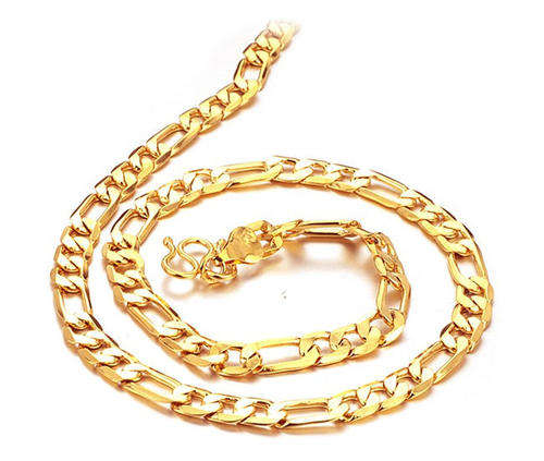 18K GOLD PLATED YELLOW FIGARO CHAIN NECKLACE