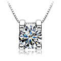 Genuine 925 Sterling Silver, 3 Layer Platinum Plated, Square Austria Crystal Pendant,