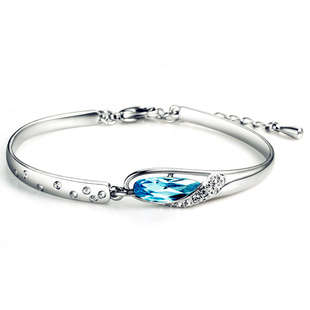 SILVER BRACELET WITH BLUE AUSTRIAN CRYSTAL