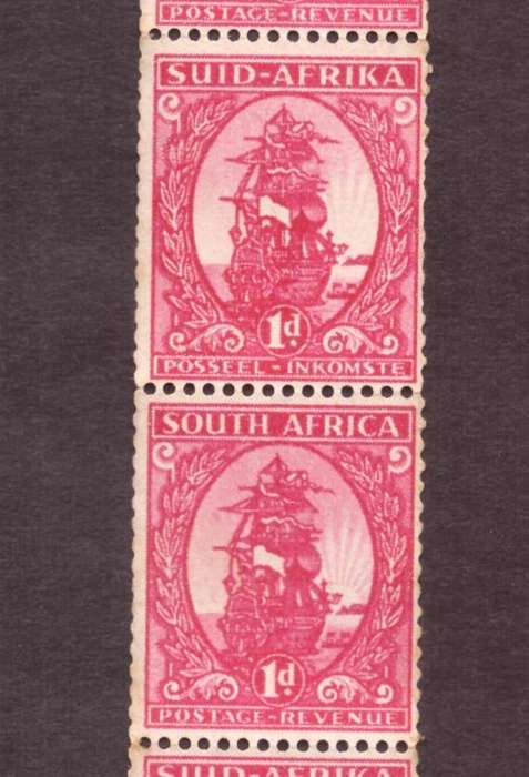 UNION 0f South Africa 1943 issue 1d Coil stamps in roller over 300 stamps.SACC #105b