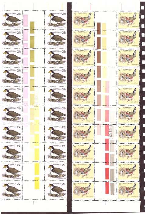 Australia .Scott cat. 751-755 and 732-739.  1978-80 issue.  MNH in blocks.And gutter.