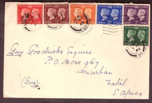 Great Britain. F.D.C. 6 MY 1940. Sent from London  England to Durban  South Africa.