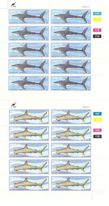 South Africa CISKEI 1983 issue . Sharks  mini sheets.