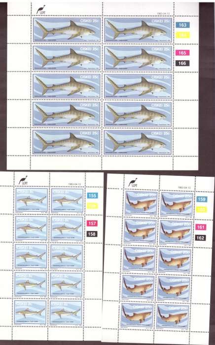 South Africa CISKEI 1983 issue . Sharks  mini sheets.