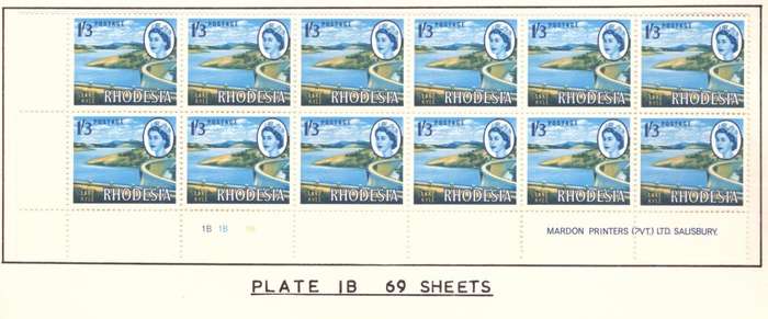Rhodesia  1966-70  issue. SACC #151 B. Imprint  and Control block..  Hinge on margin. Experimental .
