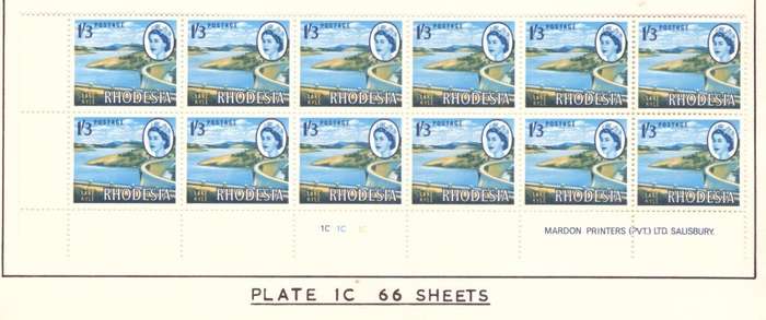 Rhodesia  1966-70  issue. SACC #151 B. Imprint  and Control block..  Hinge on margin. Experimental .