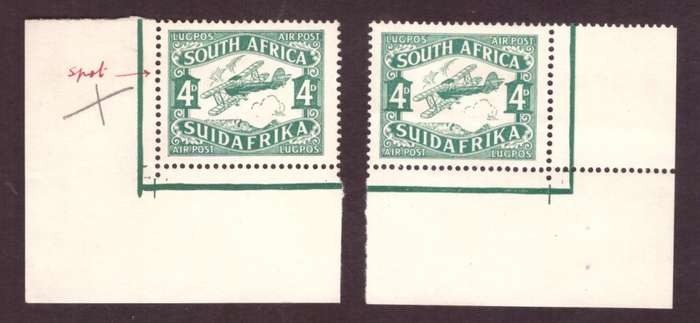 1929 UNION of South Africa.   4d corner stamps  SACC#40  MH.