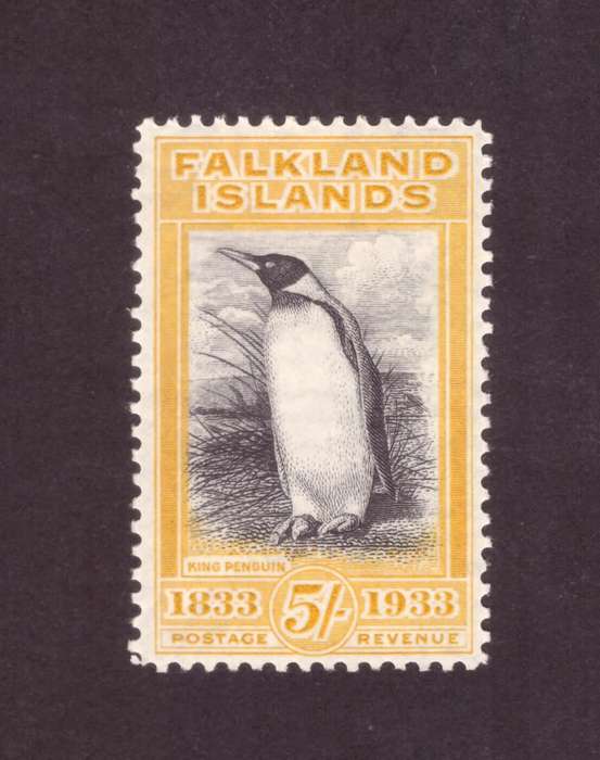 Falkland Islands 1933 issue. King Penguin.  SG #136  . MH