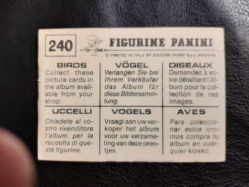 Figurine Panini Birds Sticker #240 (1979)