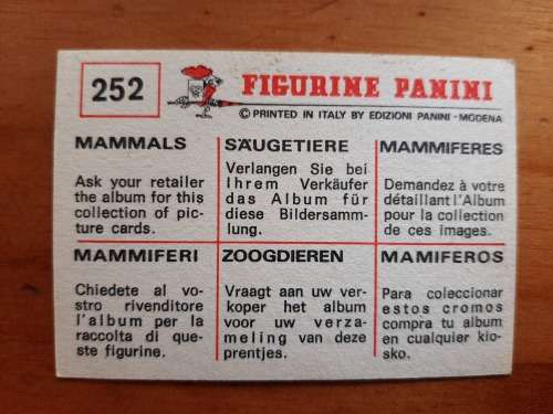 Figurine Panini Mammals Sticker #252 (1978)