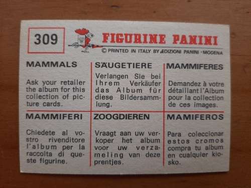 Figurine Panini Mammals Sticker #309 (1978)