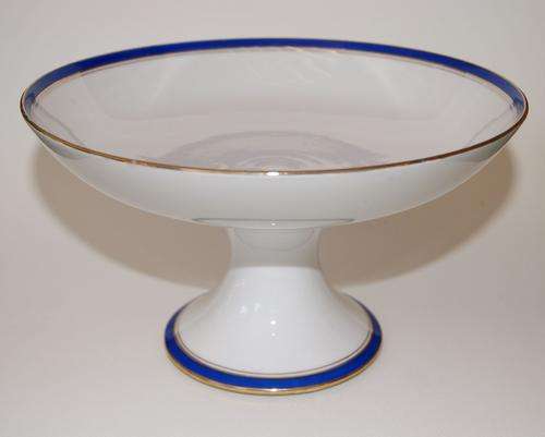 LIMOGES SWEETS SERVER IN WHITE WITH BLUE AND GOLD TRIM