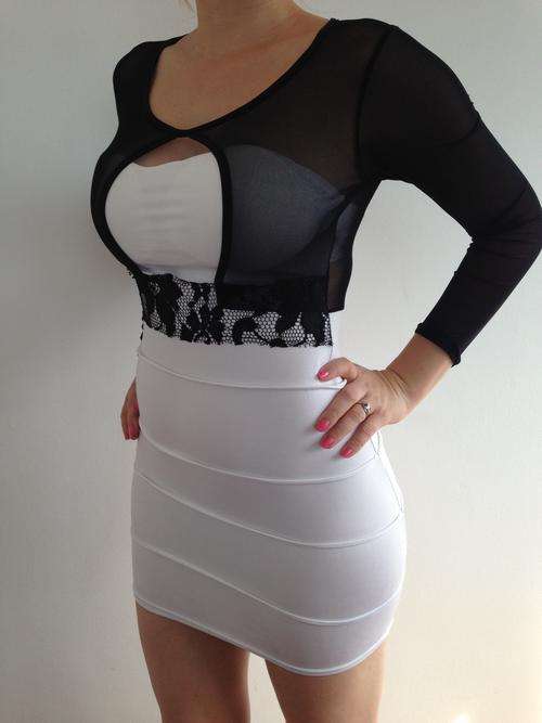 In Stock - Vanturio Antonietta two-piece Dress - Black and White *One Size Fits Most*