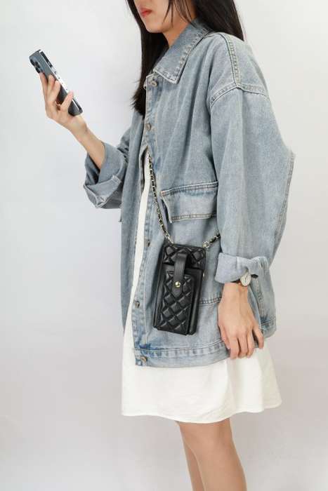 Genuine leather crossbody cell phone purse