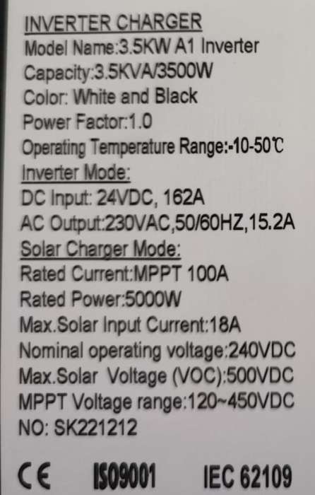 SAKO Dream Energy A1 3.5kw 24V DC/AC Hybrid 100A Mppt Solar inverter
