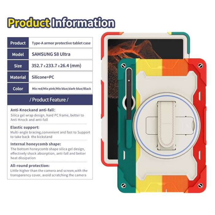 Robust shockproof protective case for Samsung tab S9 Ultra tab S8 Ultra case 14.6 inch