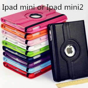 PU leather 360 Degree Rotating Swivel  Case Stand Cover for Apple ipad mini or mini 2+ free stylusu