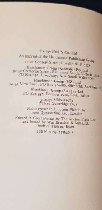 The Big Punchers Reg Gutteridge, First Edition, seconded by Henry Cooper