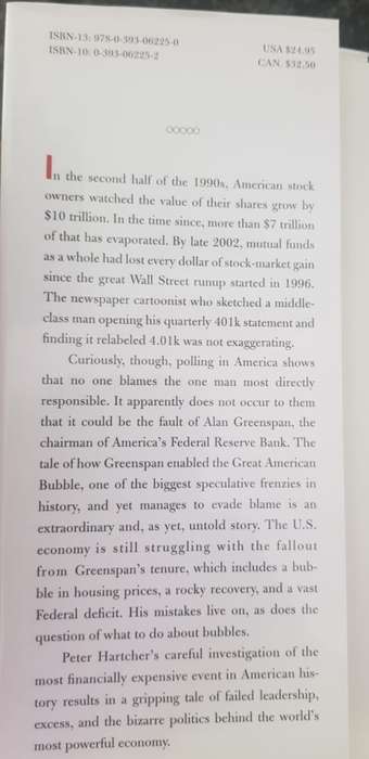 Bubble Man, Alan Greenspan and the missing 7 trillion dollars, First Edition