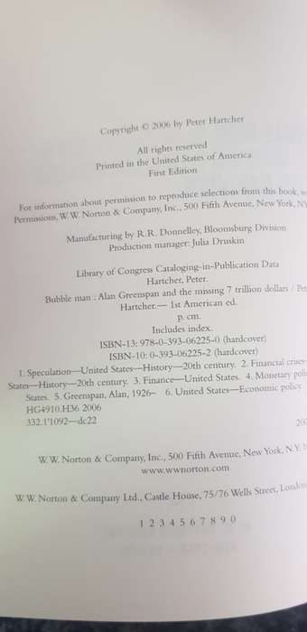 Bubble Man, Alan Greenspan and the missing 7 trillion dollars, First Edition