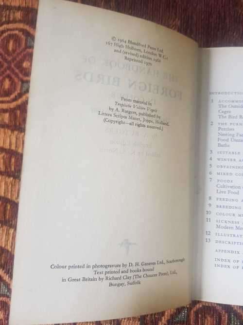 The Handbook of Foreign Birds, First Edition by A. Rutgers
