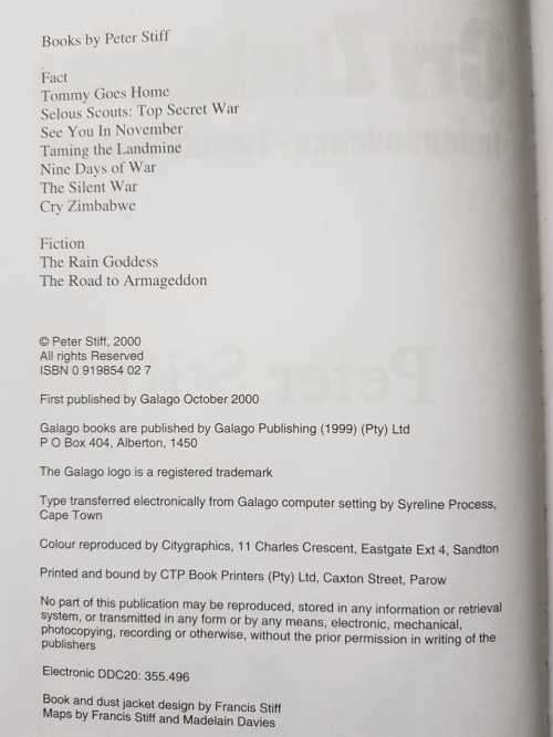 Cry Zimbabwe, First Edition, by Peter Stiff  Independence - Twenty Years On