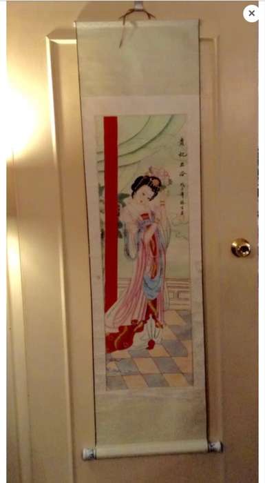 Oriental Asian scroll Blue and White porcelain roller Stamped