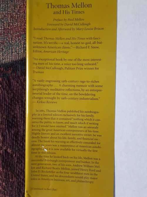 Thomas Mellon and His Times - First Edition