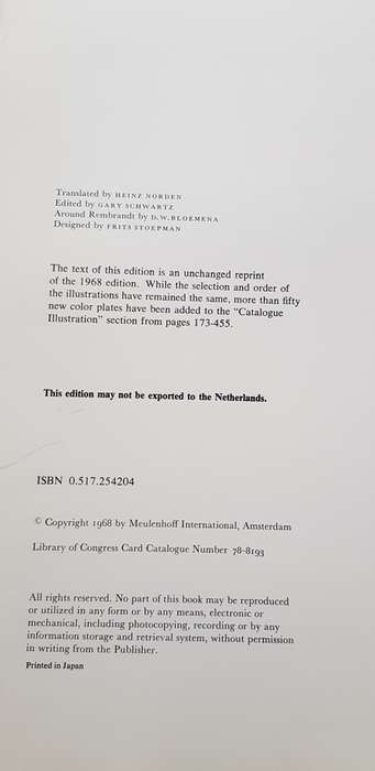 FIRST EDITION REMBRANDT HORST GERSON 527 PAGES COFFEE TABLE BOOK