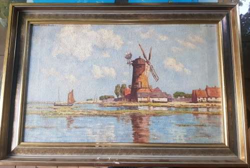 Oil on Canvas A.Priestman The Windmill circa 1911