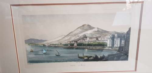 Palermo La Marina   orginal print vintage with general view of the Palermo navy  The original e