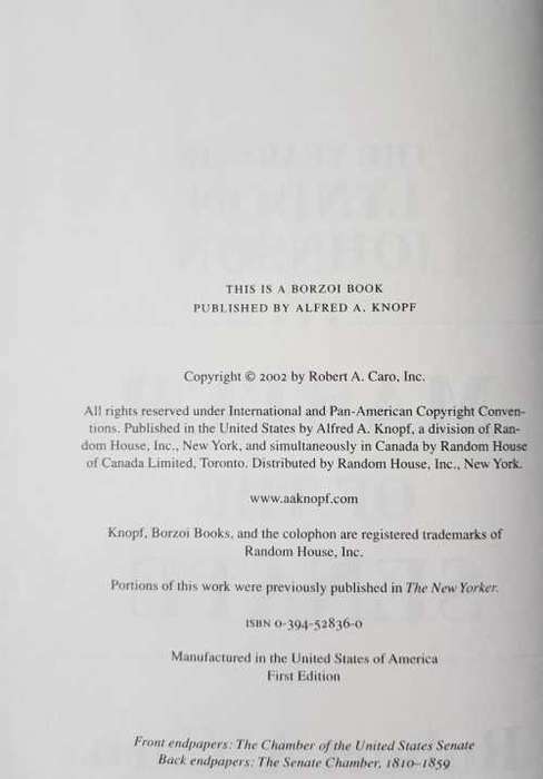 Lyndon Johnson Master of the Senate, First Edition