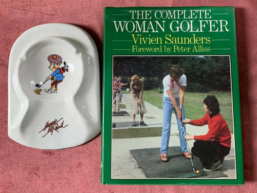 Golf - The Complete Woman Golfer, signed copy  AND golf putting ceramic ashtray