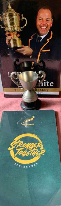 Springboks in Black and White Signed Copy & Springboks Notebook with Trophy