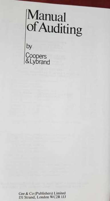 Coopers and Lybrand - manual of auditing