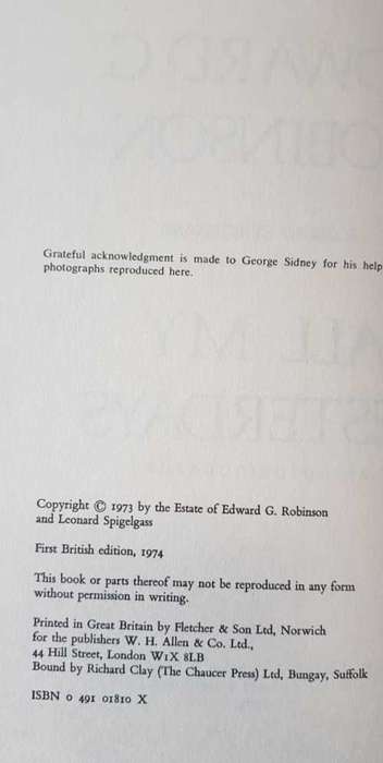 Edward G. Robinson All My Yesterdays An autobiography with Leonard Spigelgass