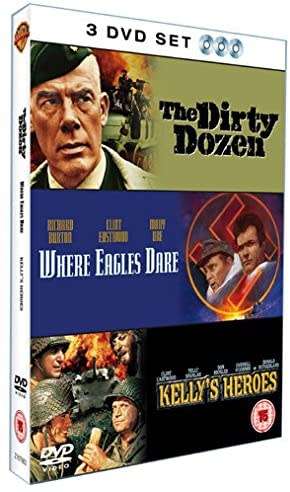 3 CLASSIC DVDS DIRTY DOZEN KELLY`S HEROES WHERE EAGLES DARE